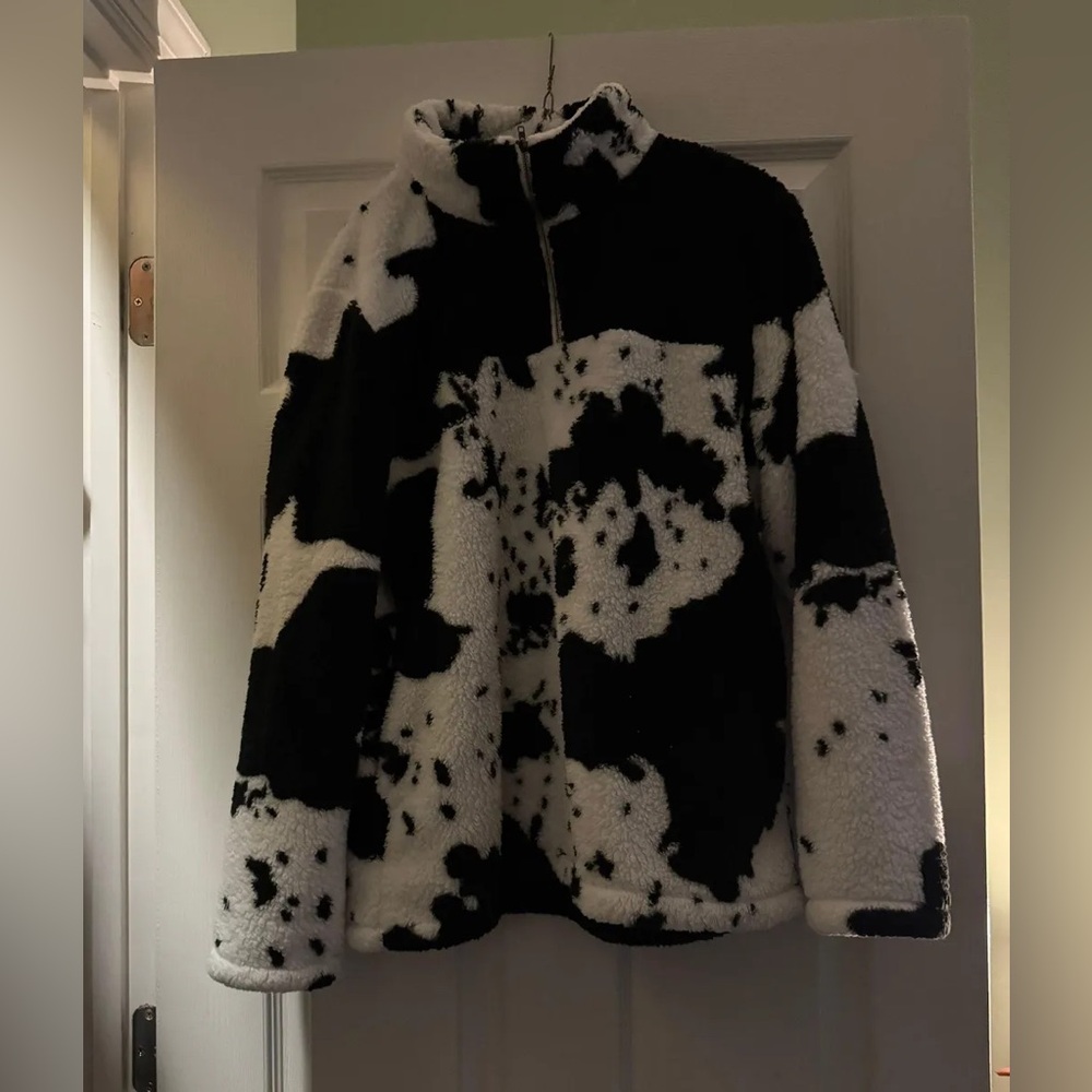 Cow Print Fleece Pullover